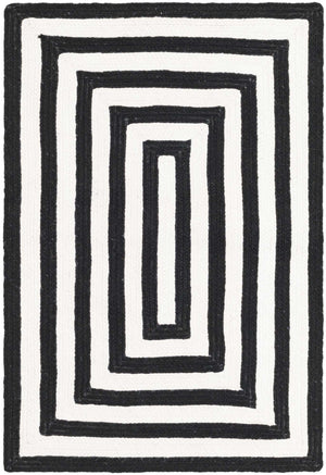 Washable Black and White 2' 2 x 3' 1 Eco Verse Indoor Outdoor Washable Rectangle Area Rug Easy to Clean Stain Resistant & Durable Weather Resistant for Patio, Deck, Terrace, Balcony, Porch 100% PET Polyester (Recycled Plastic Bottles) for Sale at Rug Engine
