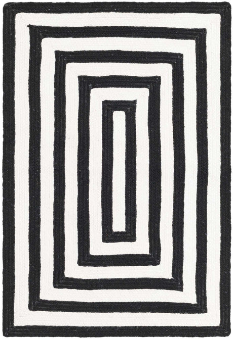 Washable Black and White 2' 2 x 3' 1 Eco Verse Indoor Outdoor Washable Rectangle Area Rug Easy to Clean Stain Resistant & Durable Weather Resistant for Patio, Deck, Terrace, Balcony, Porch 100% PET Polyester (Recycled Plastic Bottles) for Sale at Rug Engine