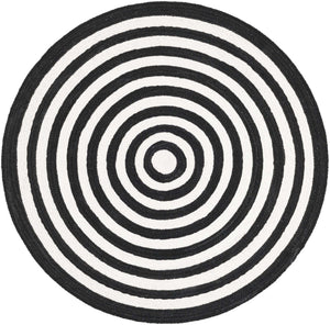 Washable Black and White 3' 3 x 3' 3 Eco Verse Indoor Outdoor Washable Round Area Rug Easy to Clean Stain Resistant & Durable Weather Resistant for Patio, Deck, Terrace, Balcony, Porch 100% PET Polyester (Recycled Plastic Bottles) for Sale at Rug Engine