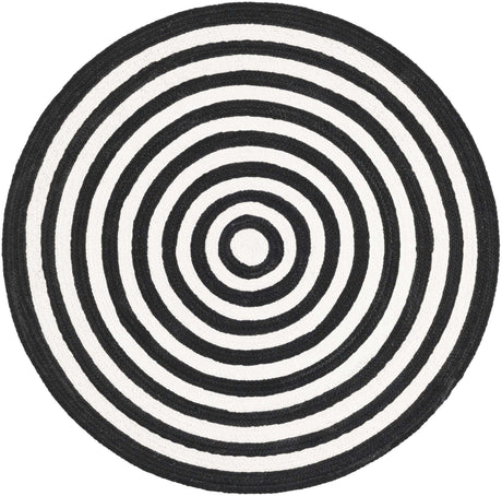 Washable Black and White 3' 3 x 3' 3 Eco Verse Indoor Outdoor Washable Round Area Rug Easy to Clean Stain Resistant & Durable Weather Resistant for Patio, Deck, Terrace, Balcony, Porch 100% PET Polyester (Recycled Plastic Bottles) for Sale at Rug Engine