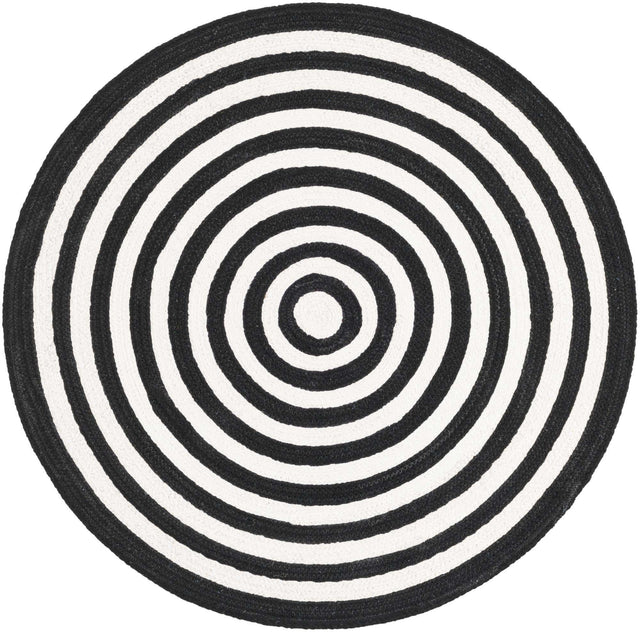 Washable Black and White 3' 3 x 3' 3 Eco Verse Indoor Outdoor Washable Round Area Rug Easy to Clean Stain Resistant & Durable Weather Resistant for Patio, Deck, Terrace, Balcony, Porch 100% PET Polyester (Recycled Plastic Bottles) for Sale at Rug Engine