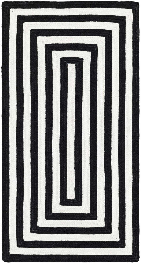 Washable Black and White 2' x 4' 1 Eco Verse Indoor Outdoor Washable Runner Area Rug Easy to Clean Stain Resistant & Durable Weather Resistant for Patio, Deck, Terrace, Balcony, Porch 100% PET Polyester (Recycled Plastic Bottles) for Sale at Rug Engine