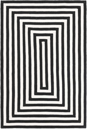 Washable Black and White 4' 1 x 6' 1 Eco Verse Indoor Outdoor Washable Rectangle Area Rug Easy to Clean Stain Resistant & Durable Weather Resistant for Patio, Deck, Terrace, Balcony, Porch 100% PET Polyester (Recycled Plastic Bottles) for Sale at Rug Engine