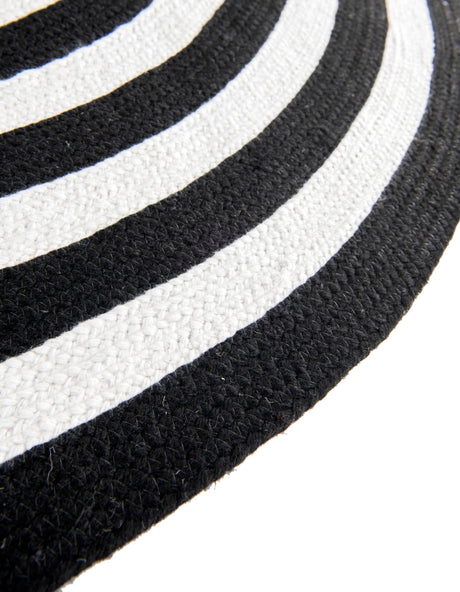 Washable Black and White 3' 3 x 3' 3 Eco Verse Indoor Outdoor Washable Round Area Rug Easy to Clean Stain Resistant & Durable Weather Resistant for Patio, Deck, Terrace, Balcony, Porch 100% PET Polyester (Recycled Plastic Bottles) for Sale at Rug Engine