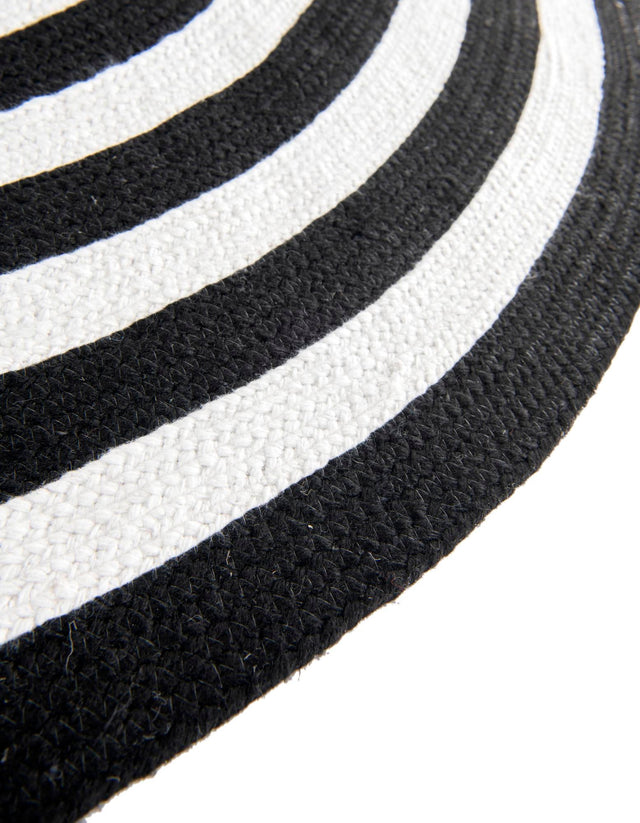 Washable Black and White 3' 3 x 3' 3 Eco Verse Indoor Outdoor Washable Round Area Rug Easy to Clean Stain Resistant & Durable Weather Resistant for Patio, Deck, Terrace, Balcony, Porch 100% PET Polyester (Recycled Plastic Bottles) for Sale at Rug Engine