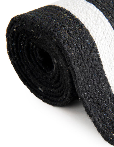 Washable Black and White 10' x 10' Eco Verse Indoor Outdoor Washable Round Area Rug Easy to Clean Stain Resistant & Durable Weather Resistant for Patio, Deck, Terrace, Balcony, Porch 100% PET Polyester (Recycled Plastic Bottles) for Sale at Rug Engine