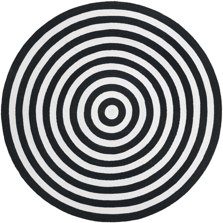Washable Black and White 5' 3 x 5' 3 Eco Verse Indoor Outdoor Washable Round Area Rug Easy to Clean Stain Resistant & Durable Weather Resistant for Patio, Deck, Terrace, Balcony, Porch 100% PET Polyester (Recycled Plastic Bottles) for Sale at Rug Engine