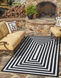 Washable Black and White 5' 3 x 8' Eco Verse Indoor Outdoor Washable Rectangle Area Rug Easy to Clean Stain Resistant & Durable Weather Resistant for Patio, Deck, Terrace, Balcony, Porch 100% PET Polyester (Recycled Plastic Bottles) for Sale at Rug Engine