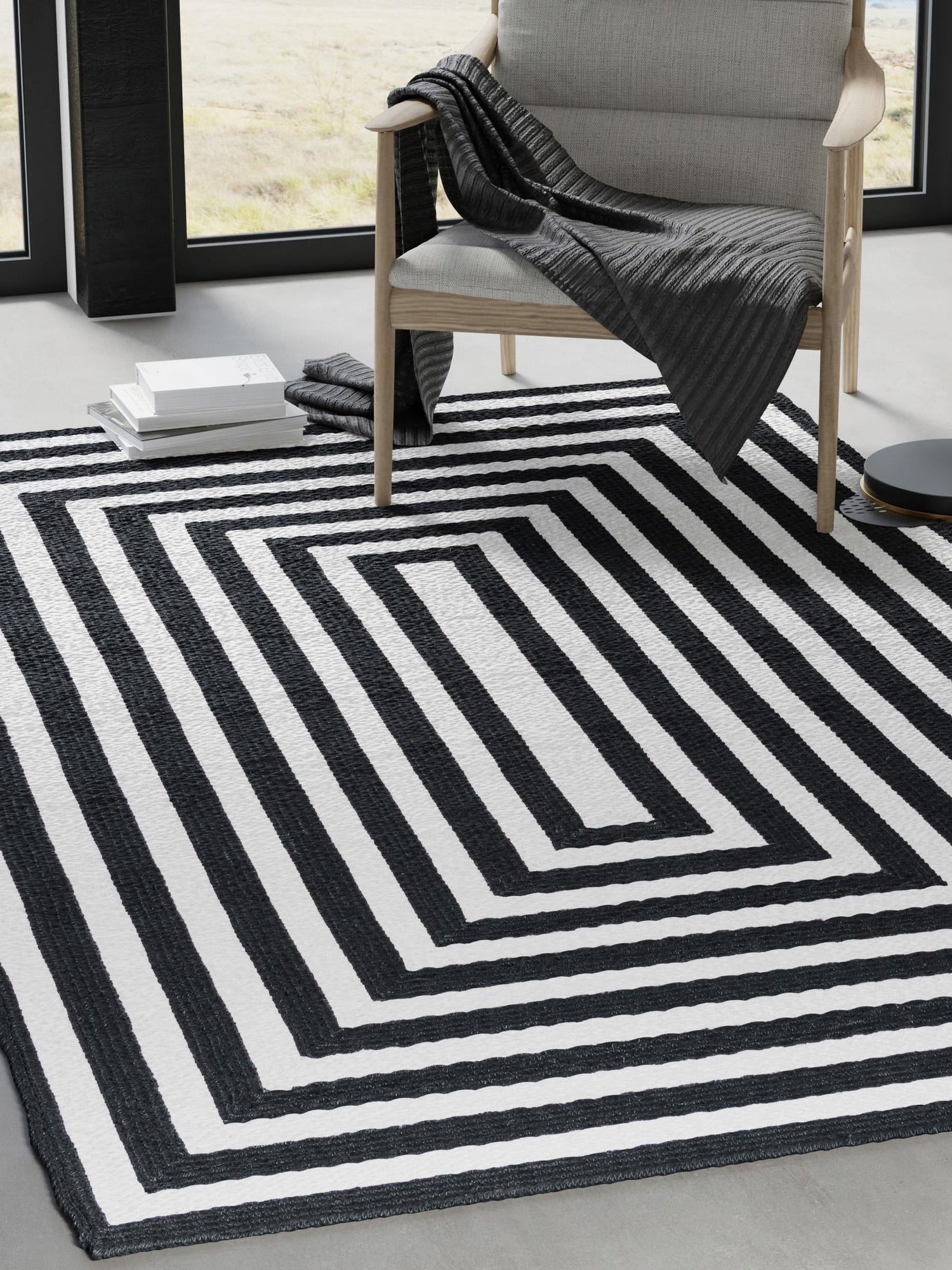Washable Black and White 2' 2 x 3' 1 Eco Verse Indoor Outdoor Washable Rectangle Area Rug Easy to Clean Stain Resistant & Durable Weather Resistant for Patio, Deck, Terrace, Balcony, Porch 100% PET Polyester (Recycled Plastic Bottles) for Sale at Rug Engine