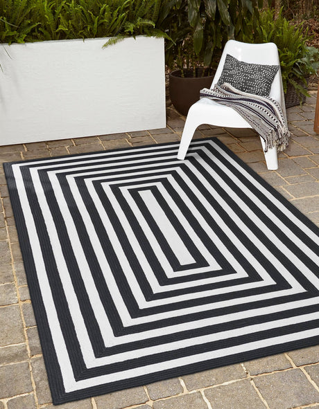 Washable Black and White 2' 2 x 3' 1 Eco Verse Indoor Outdoor Washable Rectangle Area Rug Easy to Clean Stain Resistant & Durable Weather Resistant for Patio, Deck, Terrace, Balcony, Porch 100% PET Polyester (Recycled Plastic Bottles) for Sale at Rug Engine