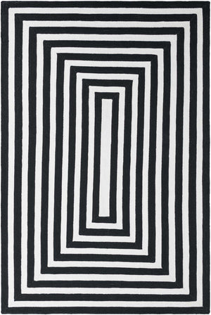 Washable Black and White 5' 3 x 8' Eco Verse Indoor Outdoor Washable Rectangle Area Rug Easy to Clean Stain Resistant & Durable Weather Resistant for Patio, Deck, Terrace, Balcony, Porch 100% PET Polyester (Recycled Plastic Bottles) for Sale at Rug Engine