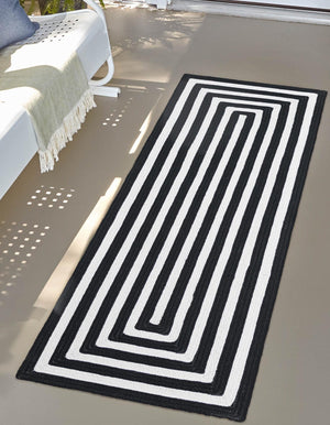 Washable Black and White 2' x 6' 1 Eco Verse Indoor Outdoor Washable Runner Area Rug Easy to Clean Stain Resistant & Durable Weather Resistant for Patio, Deck, Terrace, Balcony, Porch 100% PET Polyester (Recycled Plastic Bottles) for Sale at Rug Engine