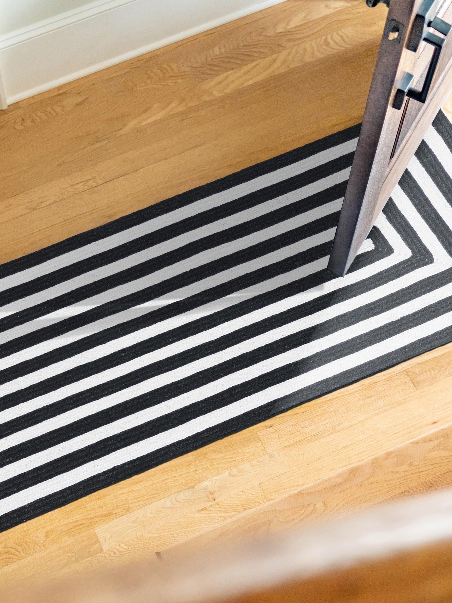 Washable Black and White 2' 7 x 10' Eco Verse Indoor Outdoor Washable Runner Area Rug Easy to Clean Stain Resistant & Durable Weather Resistant for Patio, Deck, Terrace, Balcony, Porch 100% PET Polyester (Recycled Plastic Bottles) for Sale at Rug Engine
