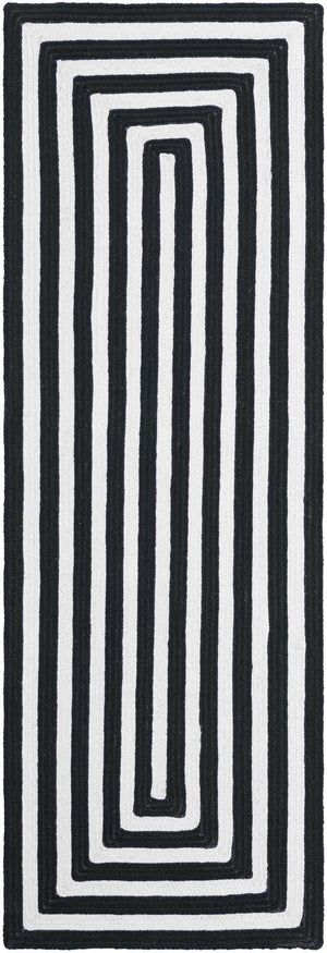 Washable Black and White 2' x 6' 1 Eco Verse Indoor Outdoor Washable Runner Area Rug Easy to Clean Stain Resistant & Durable Weather Resistant for Patio, Deck, Terrace, Balcony, Porch 100% PET Polyester (Recycled Plastic Bottles) for Sale at Rug Engine