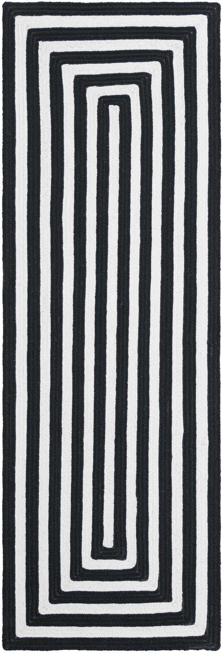 Washable Black and White 2' x 6' 1 Eco Verse Indoor Outdoor Washable Runner Area Rug Easy to Clean Stain Resistant & Durable Weather Resistant for Patio, Deck, Terrace, Balcony, Porch 100% PET Polyester (Recycled Plastic Bottles) for Sale at Rug Engine