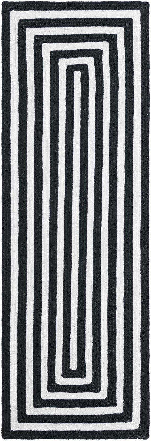Washable Black and White 2' x 6' 1 Eco Verse Indoor Outdoor Washable Runner Area Rug Easy to Clean Stain Resistant & Durable Weather Resistant for Patio, Deck, Terrace, Balcony, Porch 100% PET Polyester (Recycled Plastic Bottles) for Sale at Rug Engine