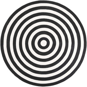 Washable Black and White 7' 10 x 7' 10 Eco Verse Indoor Outdoor Washable Round Area Rug Easy to Clean Stain Resistant & Durable Weather Resistant for Patio, Deck, Terrace, Balcony, Porch 100% PET Polyester (Recycled Plastic Bottles) for Sale at Rug Engine