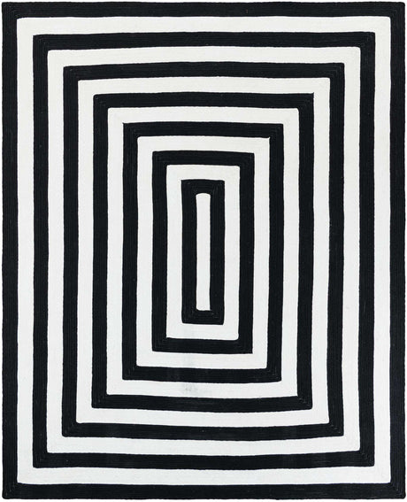 Washable Black and White 7' 10 x 10' Eco Verse Indoor Outdoor Washable Rectangle Area Rug Easy to Clean Stain Resistant & Durable Weather Resistant for Patio, Deck, Terrace, Balcony, Porch 100% PET Polyester (Recycled Plastic Bottles) for Sale at Rug Engine