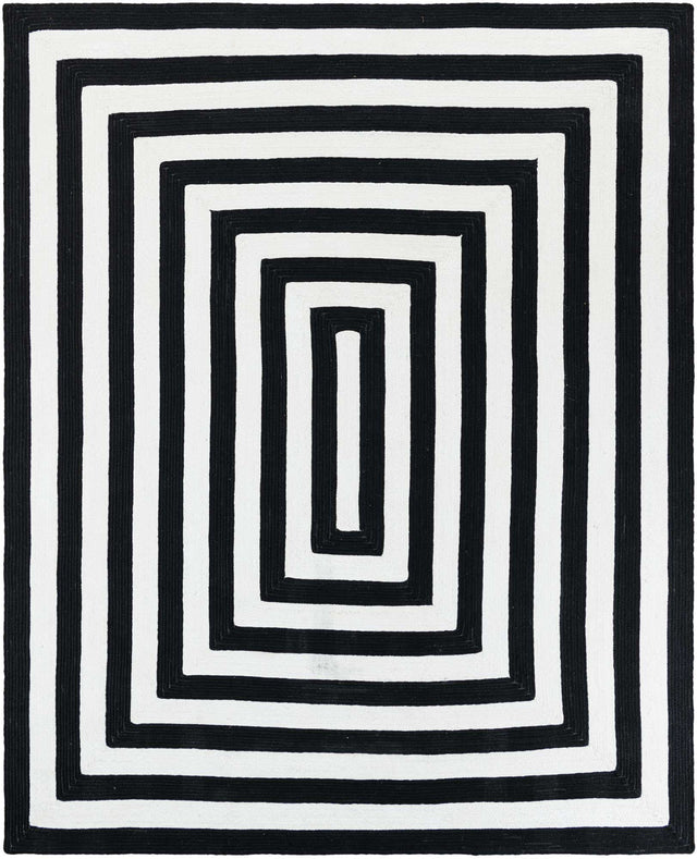 Washable Black and White 7' 10 x 10' Eco Verse Indoor Outdoor Washable Rectangle Area Rug Easy to Clean Stain Resistant & Durable Weather Resistant for Patio, Deck, Terrace, Balcony, Porch 100% PET Polyester (Recycled Plastic Bottles) for Sale at Rug Engine