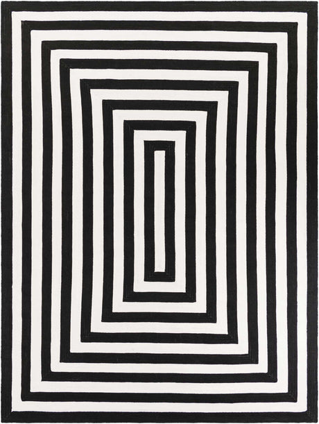 Washable Black and White 9' x 12' Eco Verse Indoor Outdoor Washable Rectangle Area Rug Easy to Clean Stain Resistant & Durable Weather Resistant for Patio, Deck, Terrace, Balcony, Porch 100% PET Polyester (Recycled Plastic Bottles) for Sale at Rug Engine