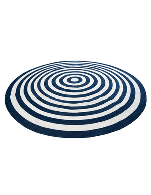 Washable Navy Blue and White 10' x 10' Eco Verse Indoor Outdoor Washable Round Area Rug Easy to Clean Stain Resistant & Durable Weather Resistant for Patio, Deck, Terrace, Balcony, Porch 100% PET Polyester (Recycled Plastic Bottles) for Sale at Rug Engine