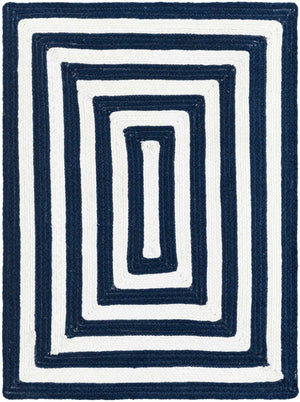 Washable Navy Blue and White 2' 2 x 3' 1 Eco Verse Indoor Outdoor Washable Rectangle Area Rug Easy to Clean Stain Resistant & Durable Weather Resistant for Patio, Deck, Terrace, Balcony, Porch 100% PET Polyester (Recycled Plastic Bottles) for Sale at Rug Engine