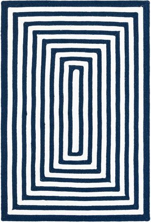 Washable Navy Blue and White 4' 1 x 6' 1 Eco Verse Indoor Outdoor Washable Rectangle Area Rug Easy to Clean Stain Resistant & Durable Weather Resistant for Patio, Deck, Terrace, Balcony, Porch 100% PET Polyester (Recycled Plastic Bottles) for Sale at Rug Engine