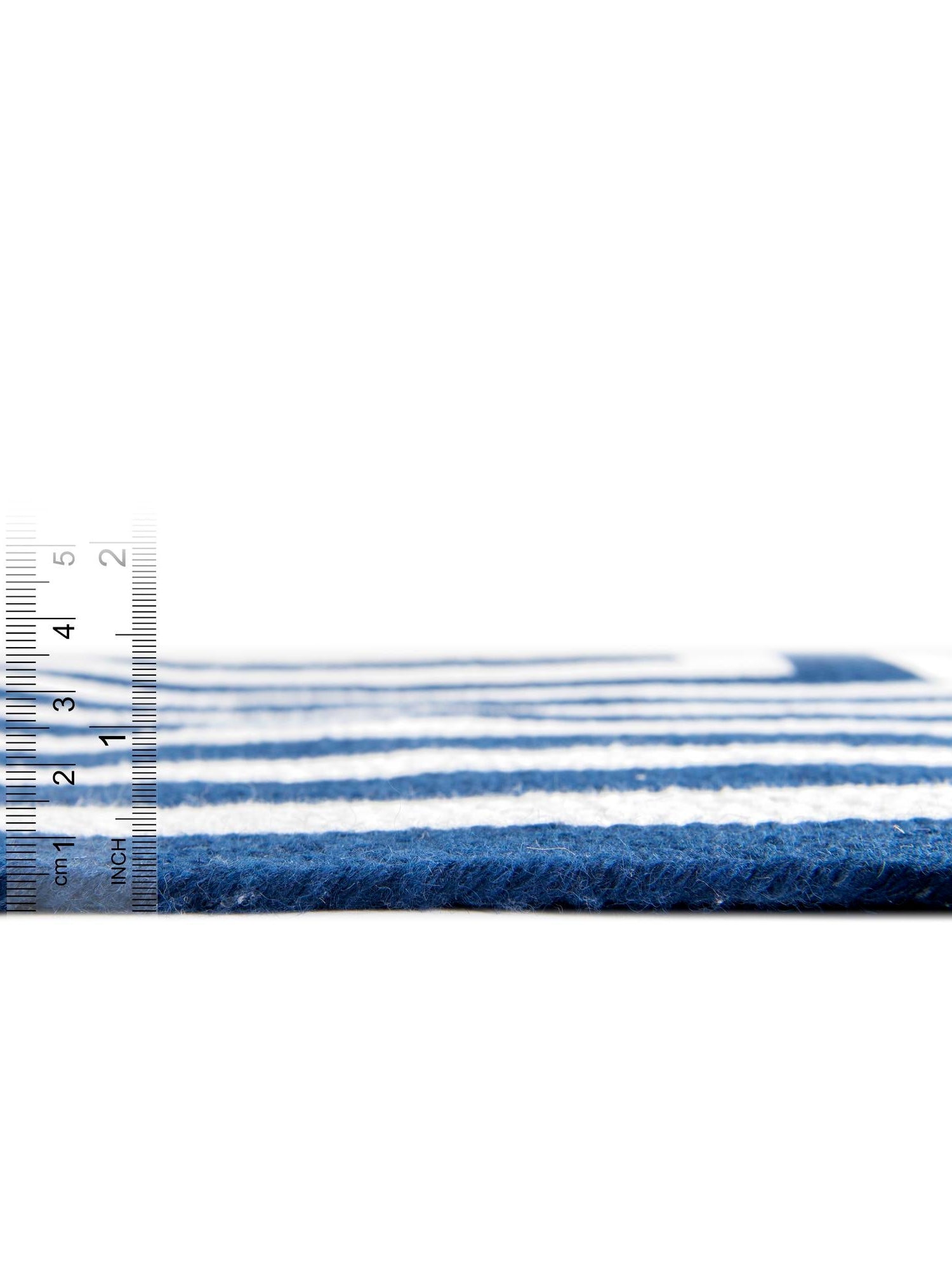 Washable Navy Blue and White 7' 10 x 7' 10 Eco Verse Indoor Outdoor Washable Round Area Rug Easy to Clean Stain Resistant & Durable Weather Resistant for Patio, Deck, Terrace, Balcony, Porch 100% PET Polyester (Recycled Plastic Bottles) for Sale at Rug Engine
