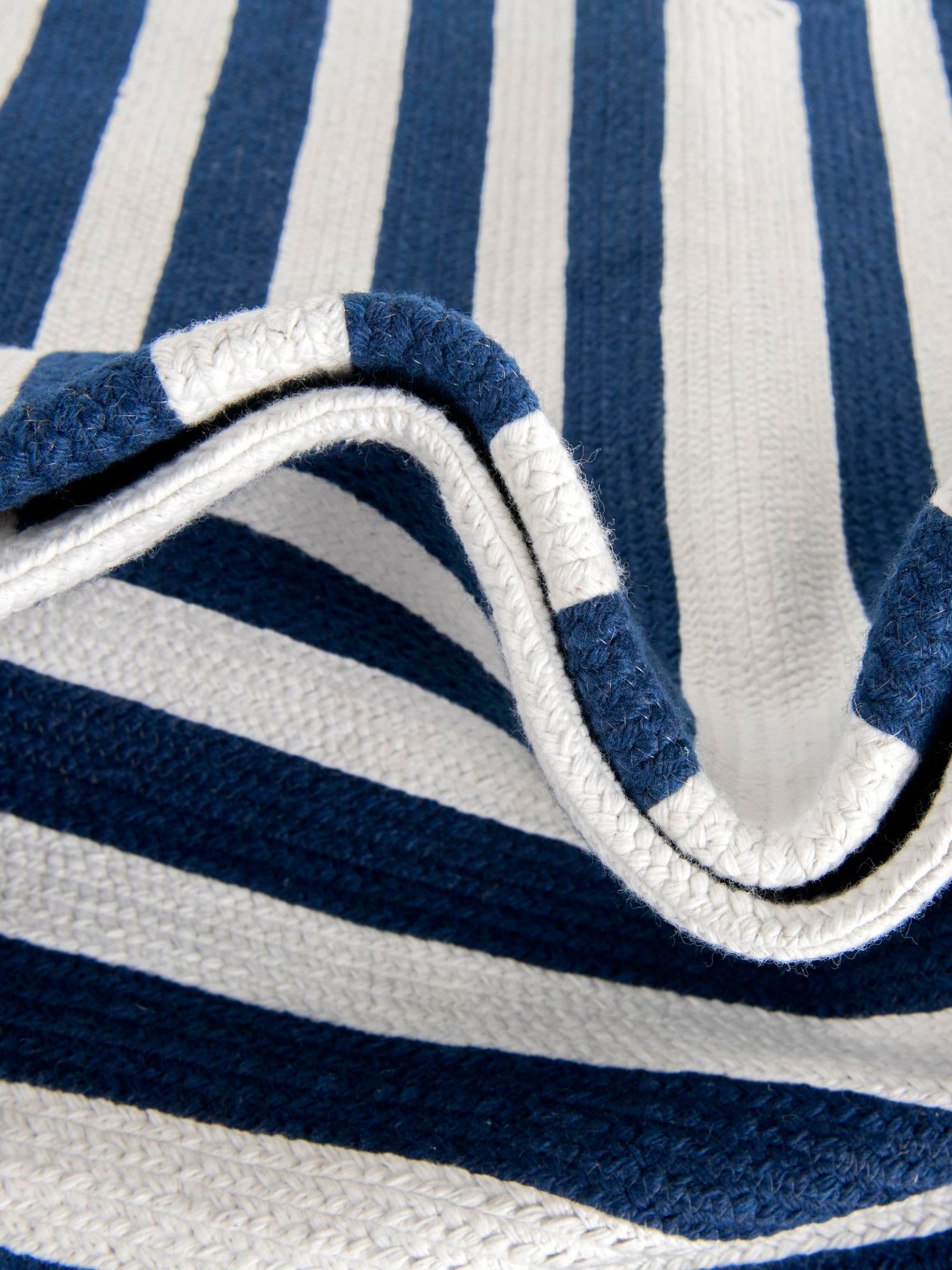 Washable Navy Blue and White 5' 3 x 5' 3 Eco Verse Indoor Outdoor Washable Round Area Rug Easy to Clean Stain Resistant & Durable Weather Resistant for Patio, Deck, Terrace, Balcony, Porch 100% PET Polyester (Recycled Plastic Bottles) for Sale at Rug Engine