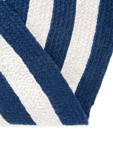 Washable Navy Blue and White 3' 3 x 3' 3 Eco Verse Indoor Outdoor Washable Round Area Rug Easy to Clean Stain Resistant & Durable Weather Resistant for Patio, Deck, Terrace, Balcony, Porch 100% PET Polyester (Recycled Plastic Bottles) for Sale at Rug Engine