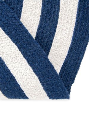 Washable Navy Blue and White 5' 3 x 5' 3 Eco Verse Indoor Outdoor Washable Round Area Rug Easy to Clean Stain Resistant & Durable Weather Resistant for Patio, Deck, Terrace, Balcony, Porch 100% PET Polyester (Recycled Plastic Bottles) for Sale at Rug Engine