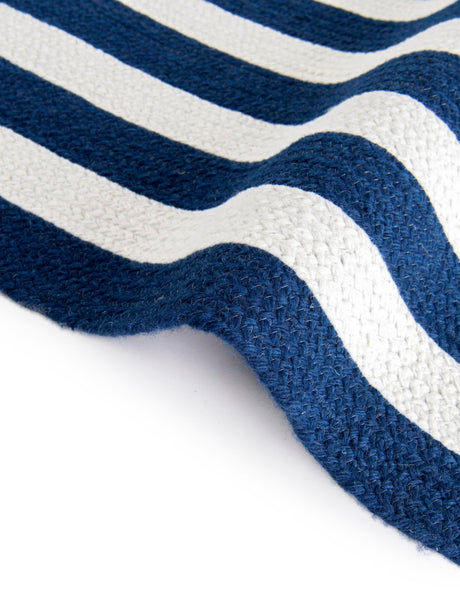 Washable Navy Blue and White 7' 10 x 7' 10 Eco Verse Indoor Outdoor Washable Round Area Rug Easy to Clean Stain Resistant & Durable Weather Resistant for Patio, Deck, Terrace, Balcony, Porch 100% PET Polyester (Recycled Plastic Bottles) for Sale at Rug Engine