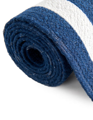 Washable Navy Blue and White 3' 3 x 3' 3 Eco Verse Indoor Outdoor Washable Round Area Rug Easy to Clean Stain Resistant & Durable Weather Resistant for Patio, Deck, Terrace, Balcony, Porch 100% PET Polyester (Recycled Plastic Bottles) for Sale at Rug Engine