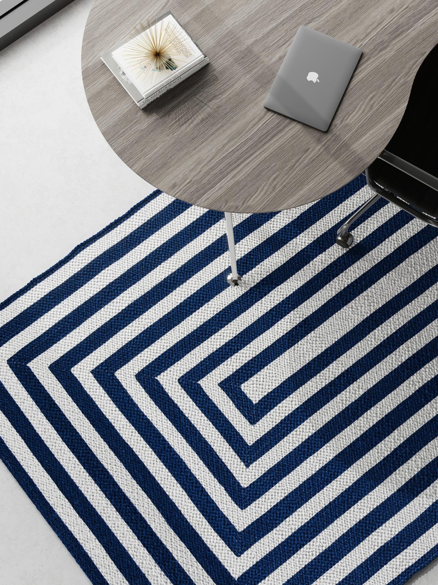 Washable Navy Blue and White 2' 2 x 3' 1 Eco Verse Indoor Outdoor Washable Rectangle Area Rug Easy to Clean Stain Resistant & Durable Weather Resistant for Patio, Deck, Terrace, Balcony, Porch 100% PET Polyester (Recycled Plastic Bottles) for Sale at Rug Engine