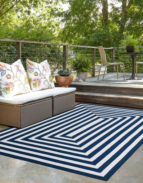 Washable Navy Blue and White 2' 2 x 3' 1 Eco Verse Indoor Outdoor Washable Rectangle Area Rug Easy to Clean Stain Resistant & Durable Weather Resistant for Patio, Deck, Terrace, Balcony, Porch 100% PET Polyester (Recycled Plastic Bottles) for Sale at Rug Engine