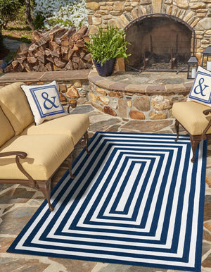Washable Navy Blue and White 2' 2 x 3' 1 Eco Verse Indoor Outdoor Washable Rectangle Area Rug Easy to Clean Stain Resistant & Durable Weather Resistant for Patio, Deck, Terrace, Balcony, Porch 100% PET Polyester (Recycled Plastic Bottles) for Sale at Rug Engine