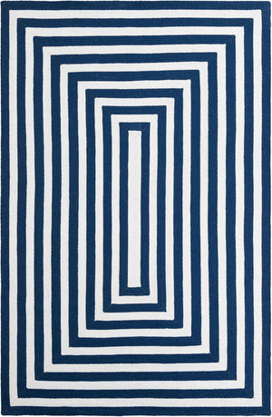 Washable Navy Blue and White 5' 3 x 8' Eco Verse Indoor Outdoor Washable Rectangle Area Rug Easy to Clean Stain Resistant & Durable Weather Resistant for Patio, Deck, Terrace, Balcony, Porch 100% PET Polyester (Recycled Plastic Bottles) for Sale at Rug Engine