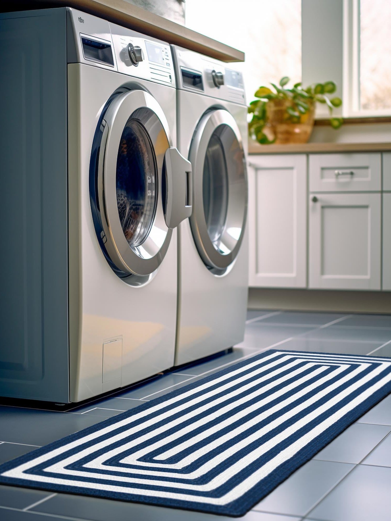 Washable Navy Blue and White 2' x 4' 1 Eco Verse Indoor Outdoor Washable Runner Area Rug Easy to Clean Stain Resistant & Durable Weather Resistant for Patio, Deck, Terrace, Balcony, Porch 100% PET Polyester (Recycled Plastic Bottles) for Sale at Rug Engine