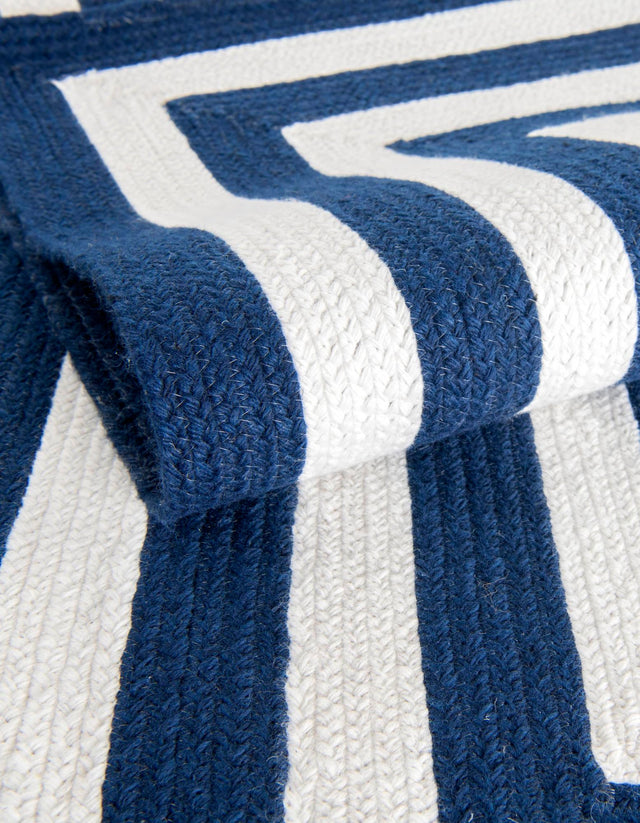 Washable Navy Blue and White 2' 7 x 10' Eco Verse Indoor Outdoor Washable Runner Area Rug Easy to Clean Stain Resistant & Durable Weather Resistant for Patio, Deck, Terrace, Balcony, Porch 100% PET Polyester (Recycled Plastic Bottles) for Sale at Rug Engine
