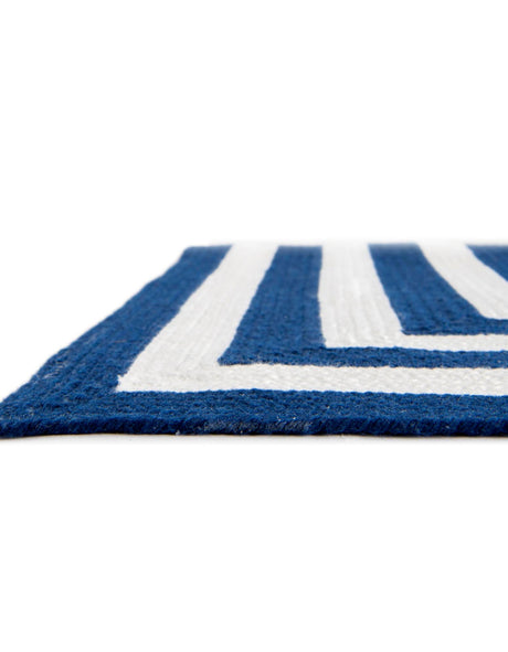 Washable Navy Blue and White 2' 7 x 10' Eco Verse Indoor Outdoor Washable Runner Area Rug Easy to Clean Stain Resistant & Durable Weather Resistant for Patio, Deck, Terrace, Balcony, Porch 100% PET Polyester (Recycled Plastic Bottles) for Sale at Rug Engine
