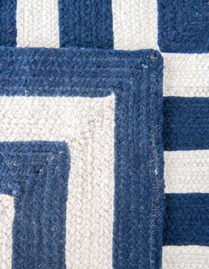 Washable Navy Blue and White 2' 7 x 10' Eco Verse Indoor Outdoor Washable Runner Area Rug Easy to Clean Stain Resistant & Durable Weather Resistant for Patio, Deck, Terrace, Balcony, Porch 100% PET Polyester (Recycled Plastic Bottles) for Sale at Rug Engine