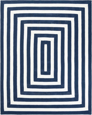 Washable Navy Blue and White 7' 10 x 10' Eco Verse Indoor Outdoor Washable Rectangle Area Rug Easy to Clean Stain Resistant & Durable Weather Resistant for Patio, Deck, Terrace, Balcony, Porch 100% PET Polyester (Recycled Plastic Bottles) for Sale at Rug Engine