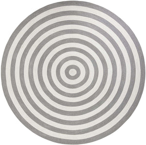 Washable Gray and White 10' x 10' Eco Verse Indoor Outdoor Washable Round Area Rug Easy to Clean Stain Resistant & Durable Weather Resistant for Patio, Deck, Terrace, Balcony, Porch 100% PET Polyester (Recycled Plastic Bottles) for Sale at Rug Engine