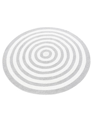 Washable Gray and White 3' 3 x 3' 3 Eco Verse Indoor Outdoor Washable Round Area Rug Easy to Clean Stain Resistant & Durable Weather Resistant for Patio, Deck, Terrace, Balcony, Porch 100% PET Polyester (Recycled Plastic Bottles) for Sale at Rug Engine