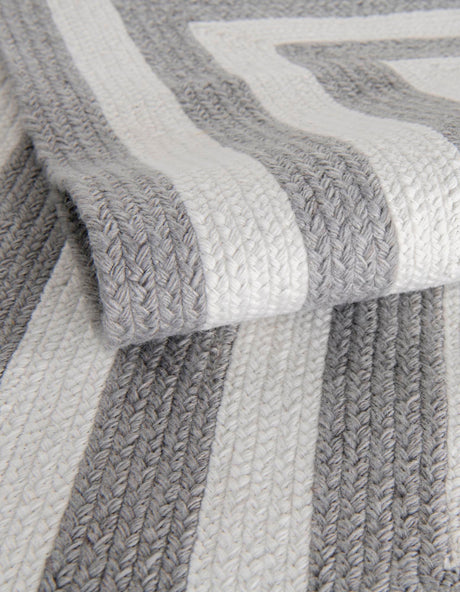 Washable Gray and White 3' 3 x 3' 3 Eco Verse Indoor Outdoor Washable Round Area Rug Easy to Clean Stain Resistant & Durable Weather Resistant for Patio, Deck, Terrace, Balcony, Porch 100% PET Polyester (Recycled Plastic Bottles) for Sale at Rug Engine