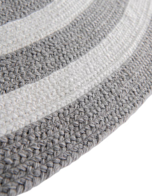 Washable Gray and White 10' x 10' Eco Verse Indoor Outdoor Washable Round Area Rug Easy to Clean Stain Resistant & Durable Weather Resistant for Patio, Deck, Terrace, Balcony, Porch 100% PET Polyester (Recycled Plastic Bottles) for Sale at Rug Engine
