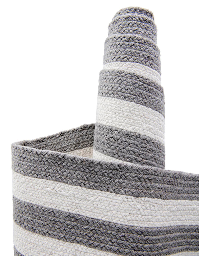 Washable Gray and White 7' 10 x 7' 10 Eco Verse Indoor Outdoor Washable Round Area Rug Easy to Clean Stain Resistant & Durable Weather Resistant for Patio, Deck, Terrace, Balcony, Porch 100% PET Polyester (Recycled Plastic Bottles) for Sale at Rug Engine