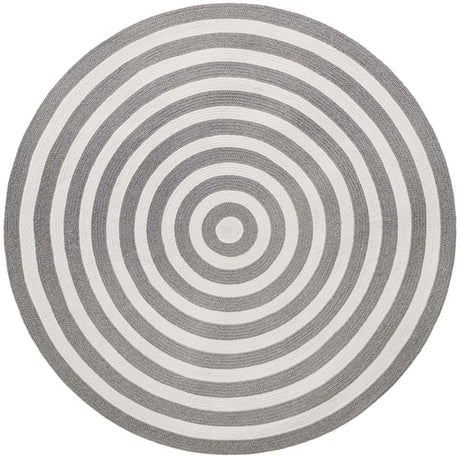 Washable Gray and White 5' 3 x 5' 3 Eco Verse Indoor Outdoor Washable Round Area Rug Easy to Clean Stain Resistant & Durable Weather Resistant for Patio, Deck, Terrace, Balcony, Porch 100% PET Polyester (Recycled Plastic Bottles) for Sale at Rug Engine