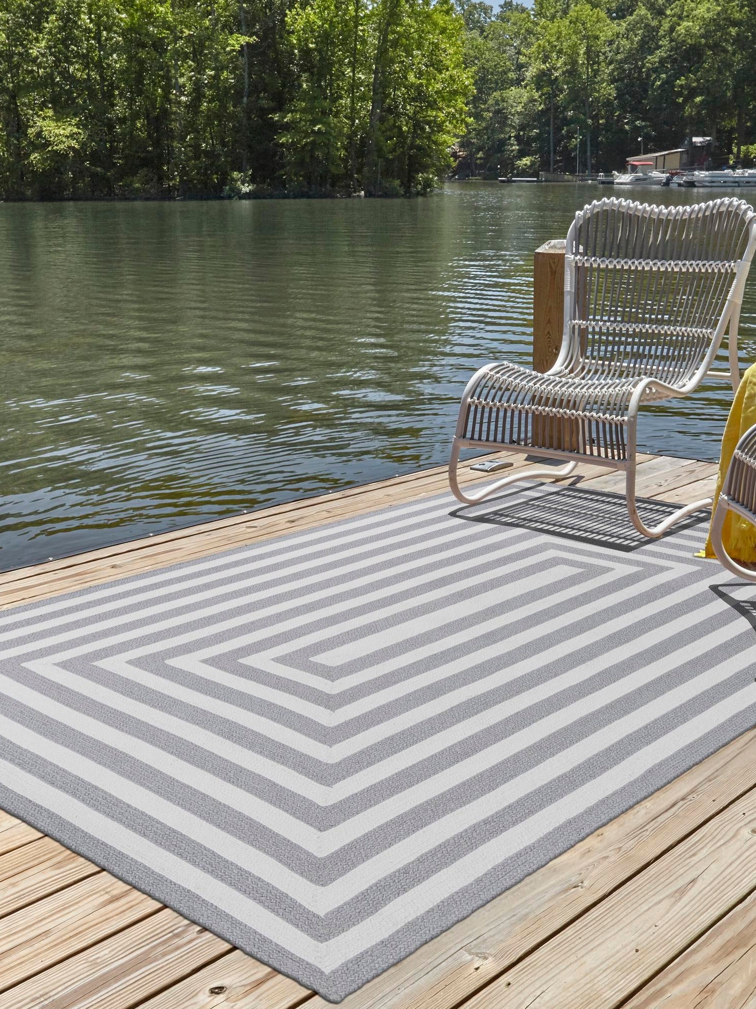 Washable Gray and White 7' 10 x 10' Eco Verse Indoor Outdoor Washable Rectangle Area Rug Easy to Clean Stain Resistant & Durable Weather Resistant for Patio, Deck, Terrace, Balcony, Porch 100% PET Polyester (Recycled Plastic Bottles) for Sale at Rug Engine