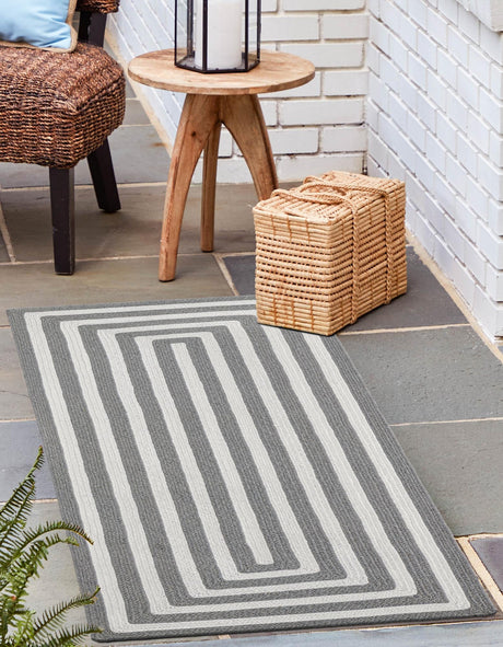 Washable Gray and White 2' x 6' 1 Eco Verse Indoor Outdoor Washable Runner Area Rug Easy to Clean Stain Resistant & Durable Weather Resistant for Patio, Deck, Terrace, Balcony, Porch 100% PET Polyester (Recycled Plastic Bottles) for Sale at Rug Engine